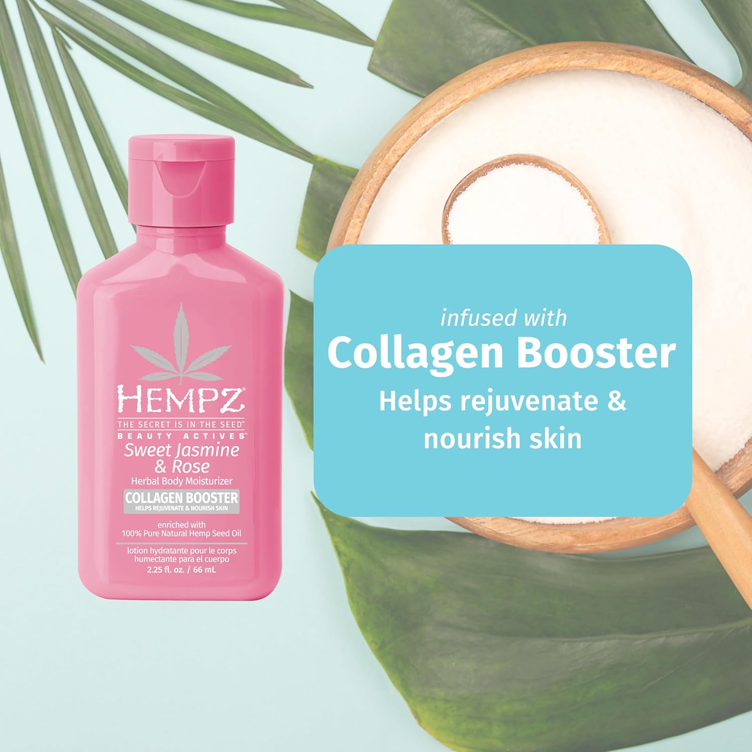 Hempz Mini Collagen-Infused Jasmine & Rose Body Moisturizer, 2.25 Oz - Paraben-Free, Vegan, Cruelty-Free : Beauty & Personal Care