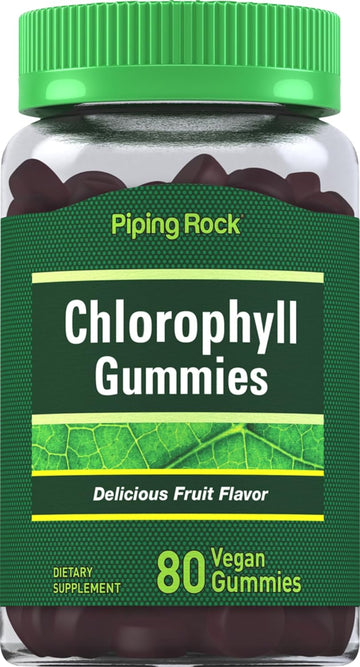 Piping Rock Chlorophyll Gummies | 80 Count | Mixed Fruit Flavor | Complex Vegan Supplement | Non-GMO & Gluten Free