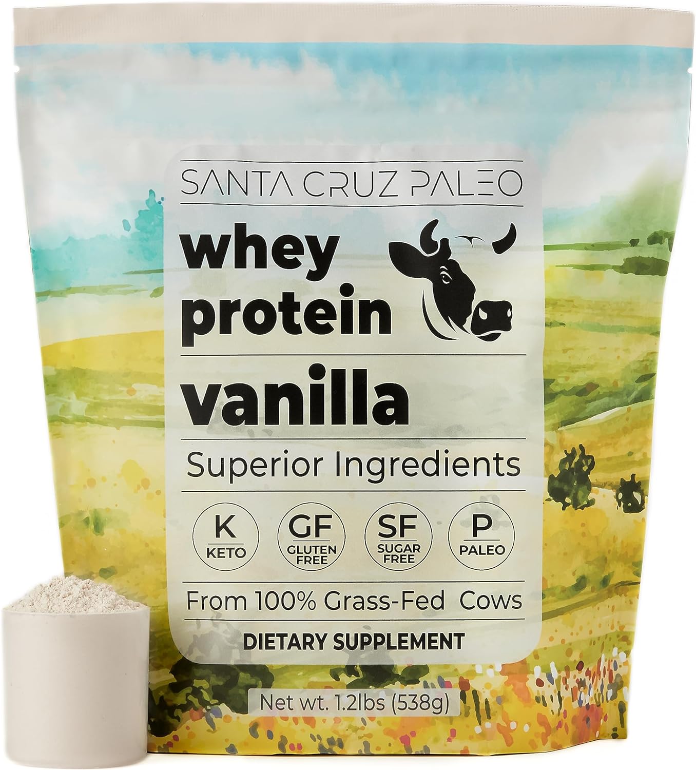 Santa Cruz Paleo Whey Protein Powder, Vanilla, 20g Grass Fed Whey Prot