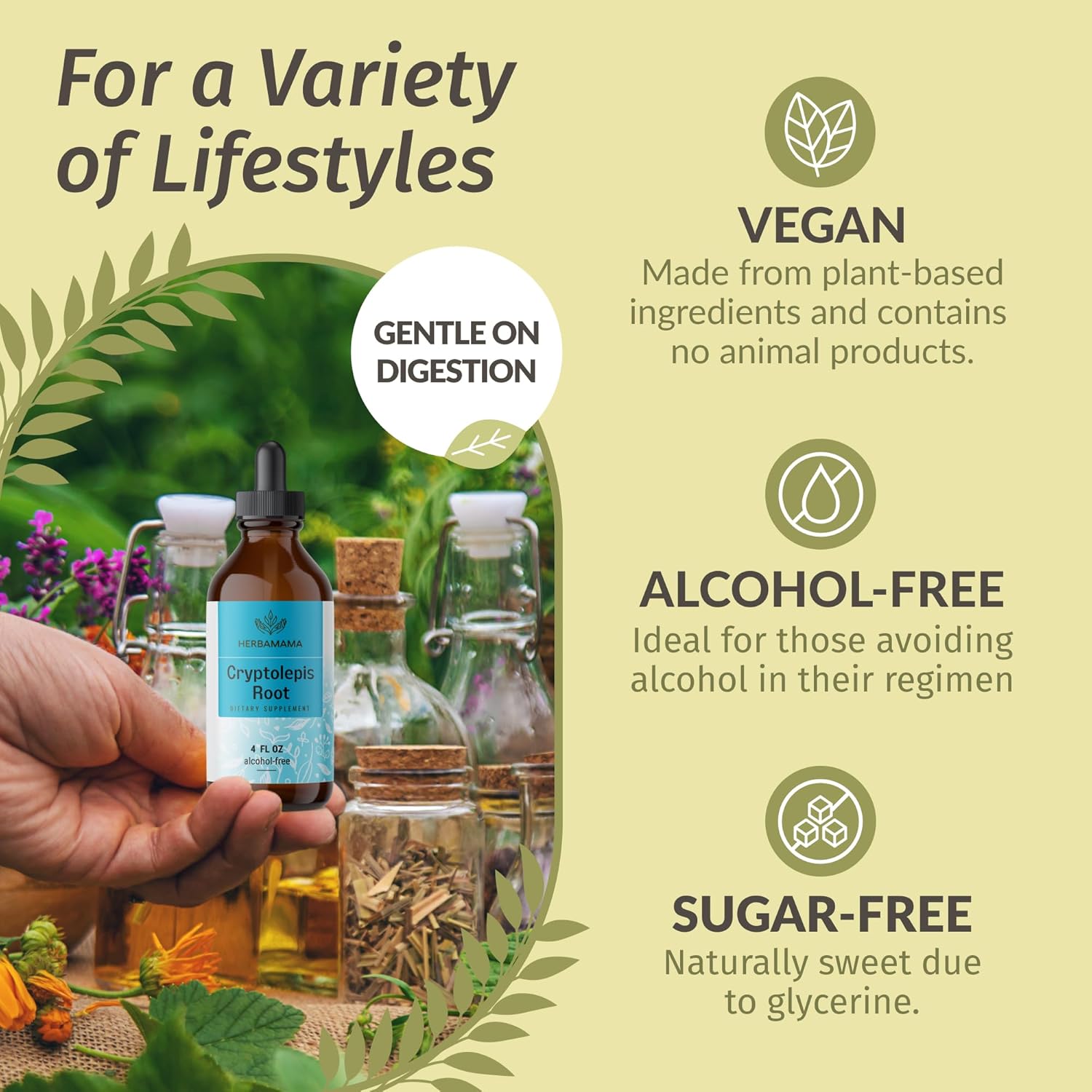 Herbamama Cryptolepis Tincture - Vegan Cryptolepis Sanguinolenta Immune Support Supplement For Overall Detox - Non-Gmo, Alcohol & Sugar-Free Immunity Drops : Health & Household