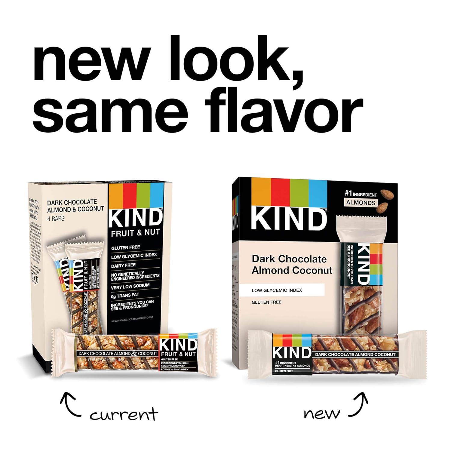 KIND Dark Chocolate Almond Coconut Bars, Low Glycemic Index, Gluten Free Bars, 1.4 OZ, (60 Bars)