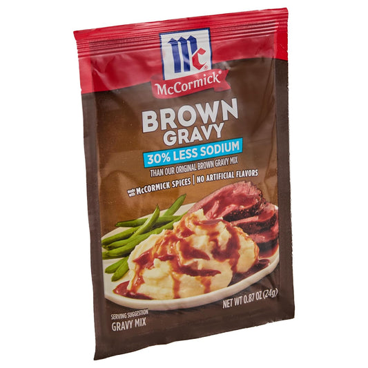 McCormick 30% Less Sodium Brown Gravy Mix, 0.87 oz (Pack of 12)