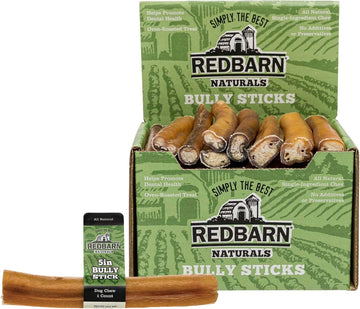 Redbarn Straight 5" Bully Sticks - Long Lasting Dog Chew | All Natural Bully Bones (50-Count)