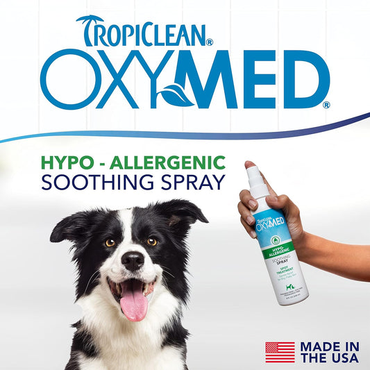 TropiClean OxyMed Medicated Dog Spray for Pets - Anti Itch Soothing Relief for Dry, Flaky Skin Stops Itching Fast - Hypoallergenic Spray, 236ml?OXHASP8Z