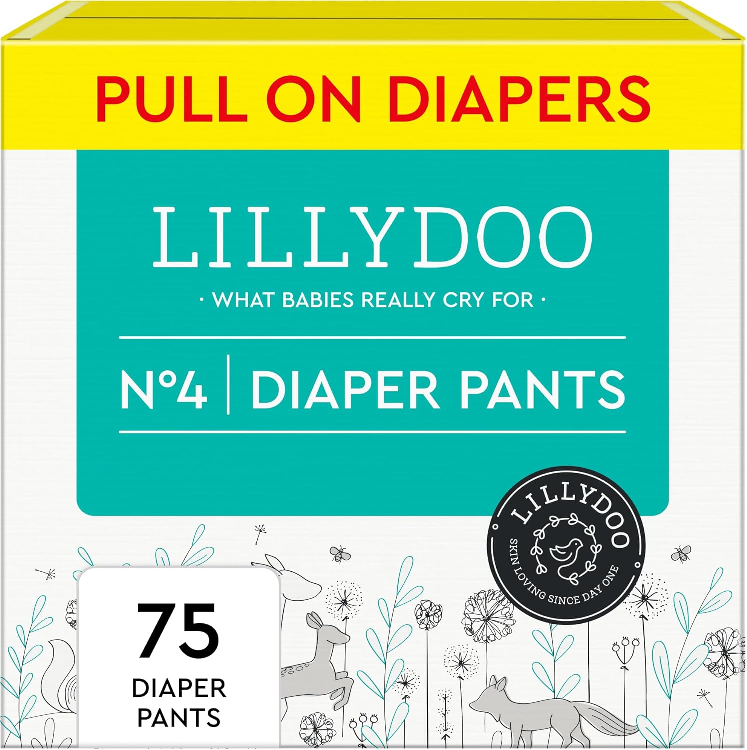 Diaper Pants Toddlers - Size 4 (20-32 Lbs), Half-Monthly Supply (75 Count), Skin-Friendly, Ultrasoft, Chlorine-Free, Snug Fit & Absorbent Pull On Diapers