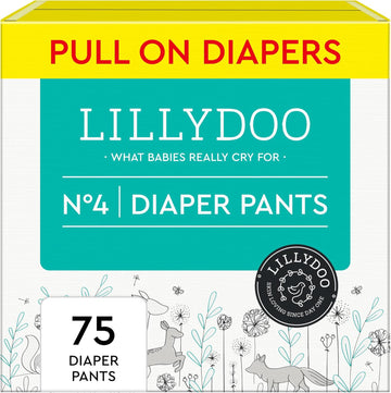 Diaper Pants Toddlers - Size 4 (20-32 Lbs), Half-Monthly Supply (75 Count), Skin-Friendly, Ultrasoft, Chlorine-Free, Snug Fit & Absorbent Pull On Diapers