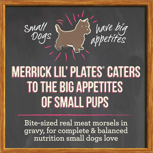 Merrick Lil’ Plates Grain Free Dinner Duos Soft Natural Wet Small Dog Food Variety Pack, Beef And Chicken - (Pack Of 1) 2.6 Lb. Tubs