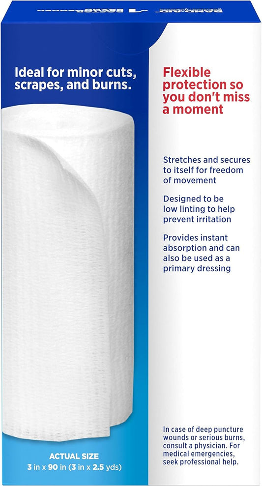 Band-Aid First Aid 3 in X 2.5 yds Rolled Gauze, White, 1 Count