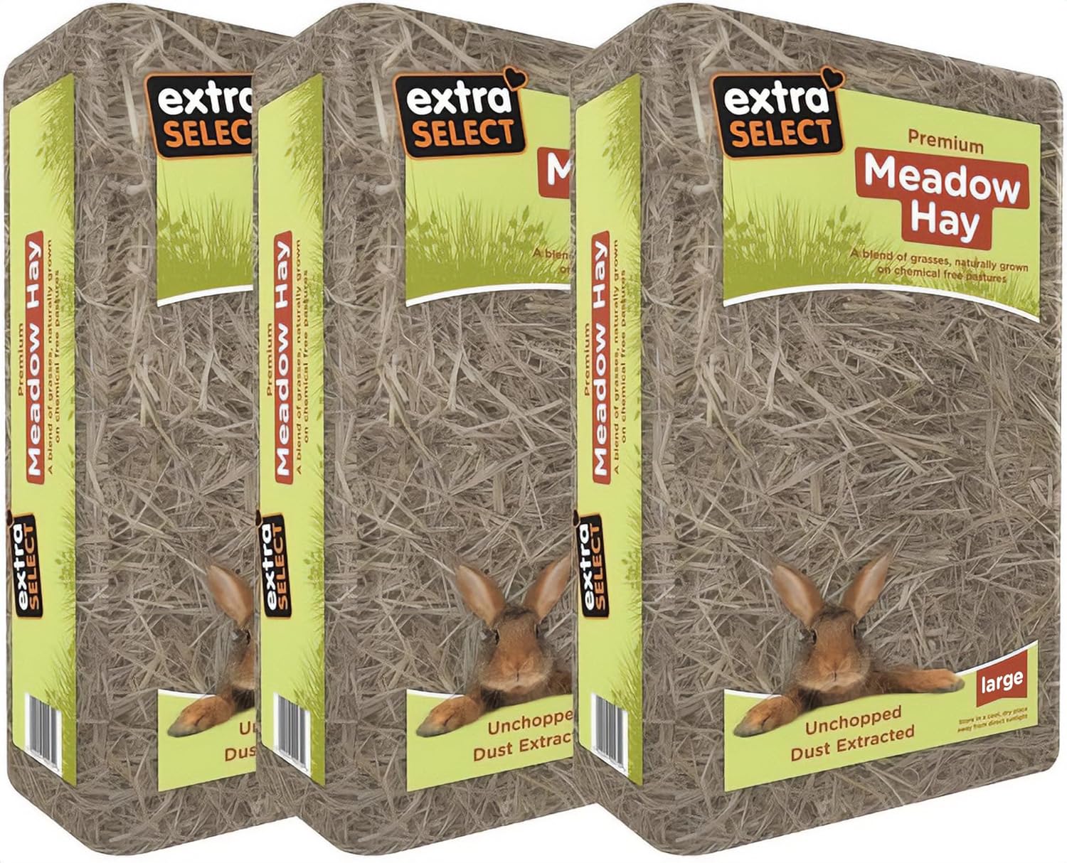 Extra Select Premium Meadow Hay for Small Animals - UK Sourced ideal Rabbit Food, Hay for Guinea Pigs, Hedgehogs, etc. - 2kg (Pack of 3, Total 6kg) :Pet Supplies