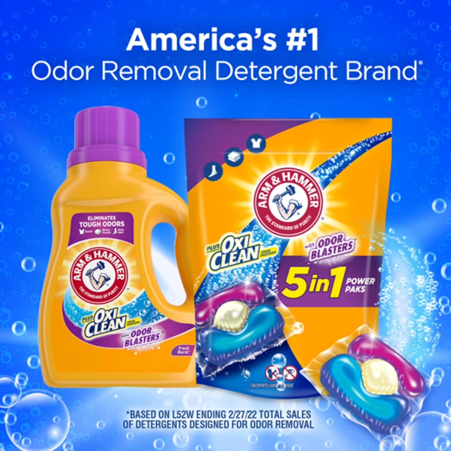 Arm & Hammer Plus OxiClean With Odor Blasters Laundry Detergent 5-IN-1 Power Paks, 42CT (Packaging may vary) : Health & Household