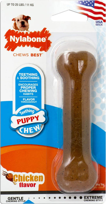 Nylabone Puppy Chew Toy - Puppy Chew Toys For Teething - Puppy Supplies - Chicken Flavor, Small (1 Count)