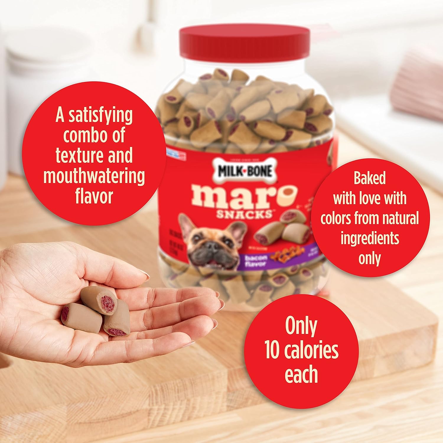 Milk-Bone MaroSnacks Dog Treats, Bacon, 40 Ounce (Pack of 2) with Real Bone Marrow and Calcium : Pet Supplies