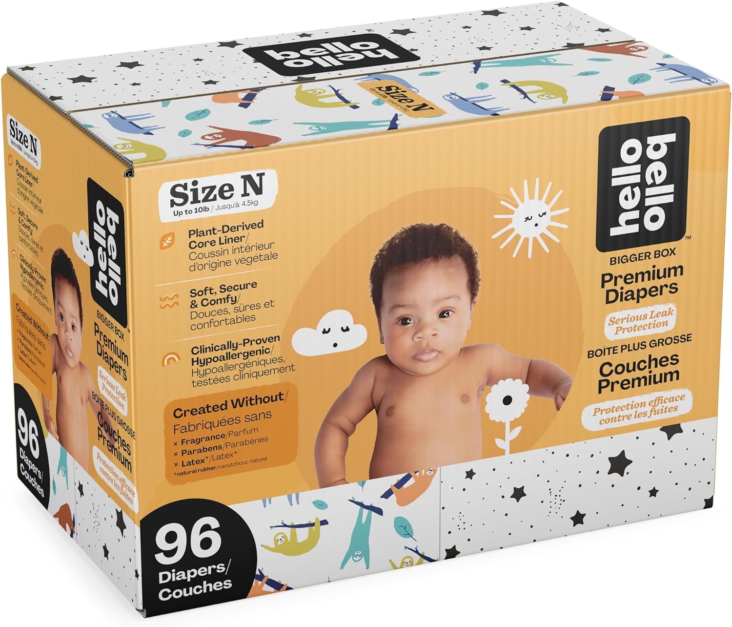 Hello Bello Diapers, Size Nb (Up To 10 Lbs) - 96 Count Of Premium Disposable Baby Diapers In Umbrella & Koala Kids Designs - Hypoallergenic With Soft, Cloth-Like Feel