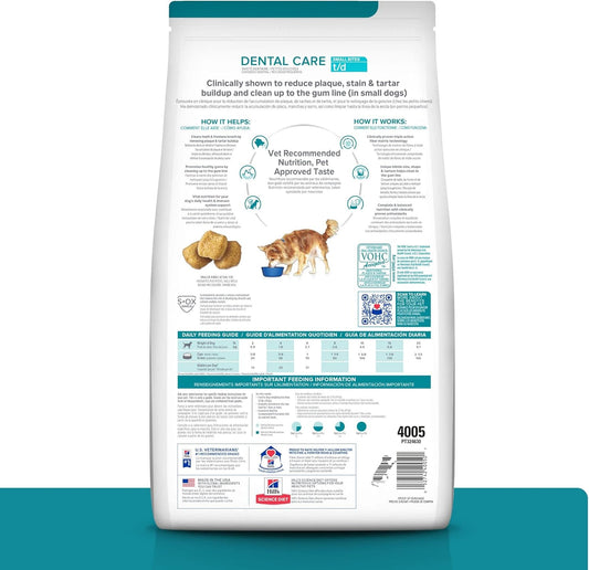 Hill'S Prescription Diet T/D Dental Care Small Bites Chicken Flavor Dry Dog Food, Veterinary Diet, 5 Lb. Bag