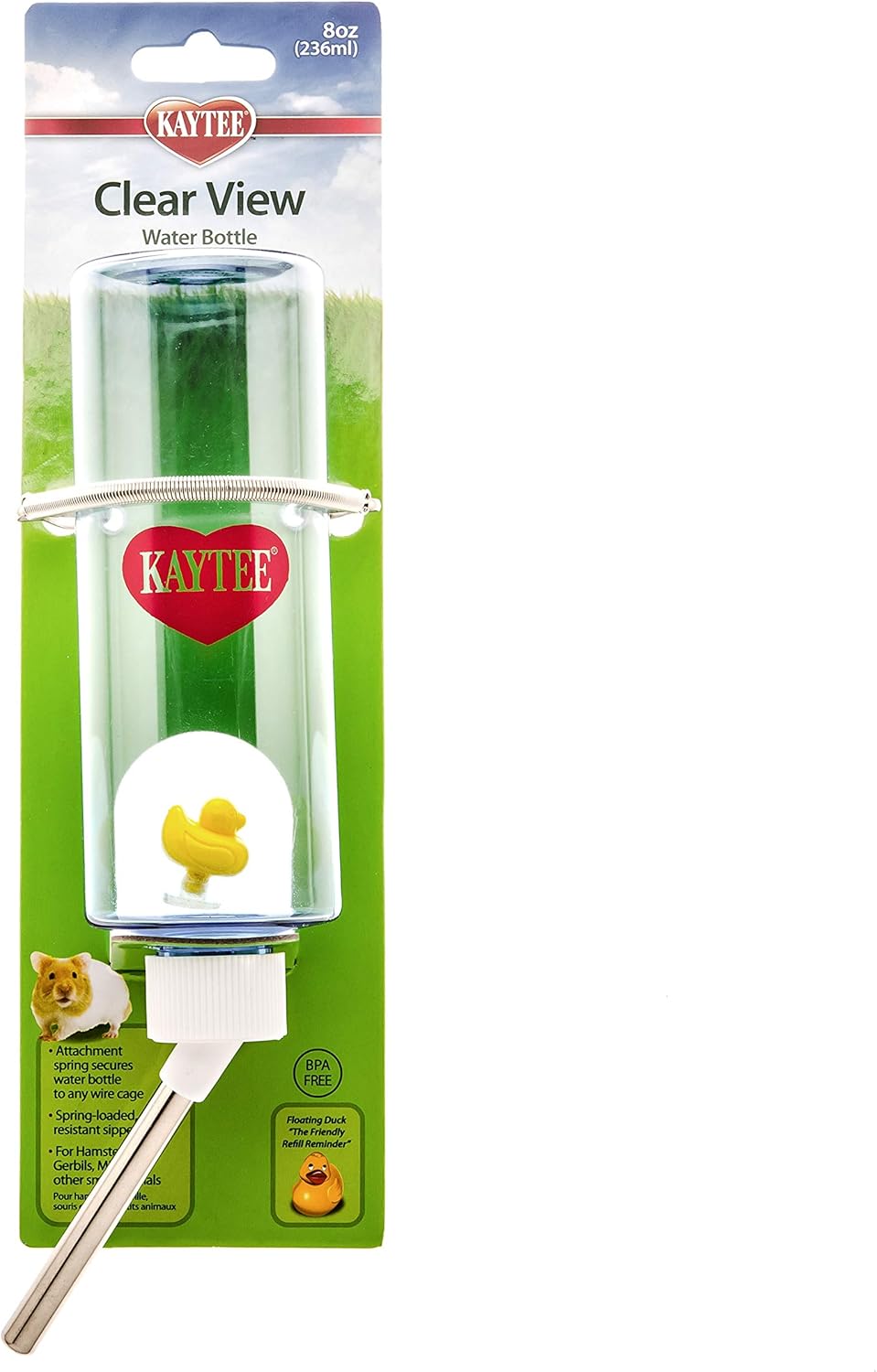 Kaytee Clear View Water Bottle For Pet Gerbils, Hamsters & Mice, 8 Oz