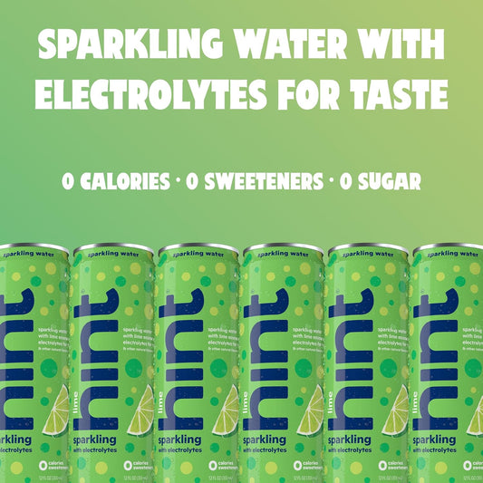 Hint Lime Sparkling Water With Electrolytes Added For Taste, Zero Sugar, Zero Calories, And Zero Sweeteners, 12 Fl Oz (Pack Of 12)