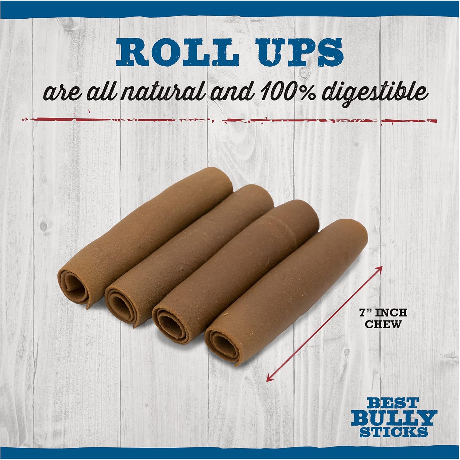 Best Bully Sticks Roll Ups - All-Natural, Highly Digestible Dog Chew - Peanut Butter Flavor - Best Suited for Small Breeds (7 Inch, 4-Pack) : Pet Supplies