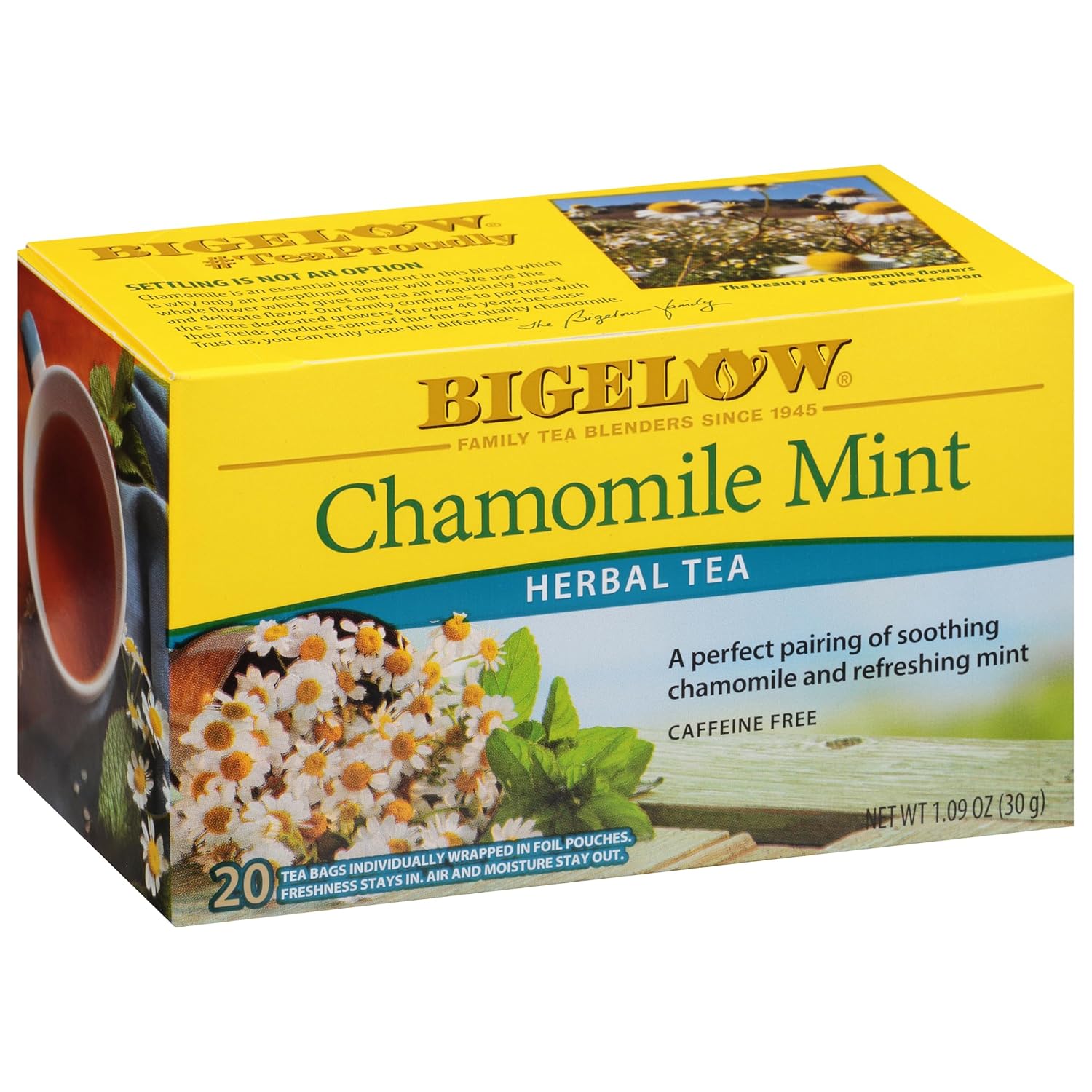 Bigelow Tea Chamomile Mint Herbal Tea, Caffeine Free Tea With Chamomile Mint, 20 Count Box (Pack Of 6), 120 Total Tea Bags