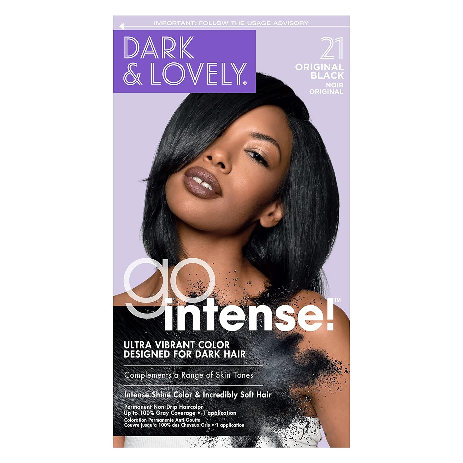 SoftSheen-Carson Dark and Lovely Ultra Vibrant Permanent Hair Color Go Intense Hair Dye for Dark Hair with Olive Oil for Shine and Softness, Original Black