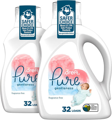 Dreft Pure Gentleness Liquid Baby Detergent, Fragrance Free, 46 Fl Oz, Pack Of 2