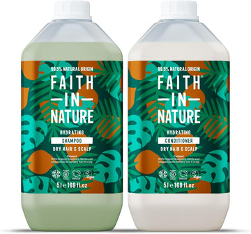 Faith In Nature Natural Coconut Shampoo And Conditioner Set, Hydrating, Vegan & Cruelty Free, No Sls Or Parabens, For Normal To Dry Hair, 2 X 5L Pack