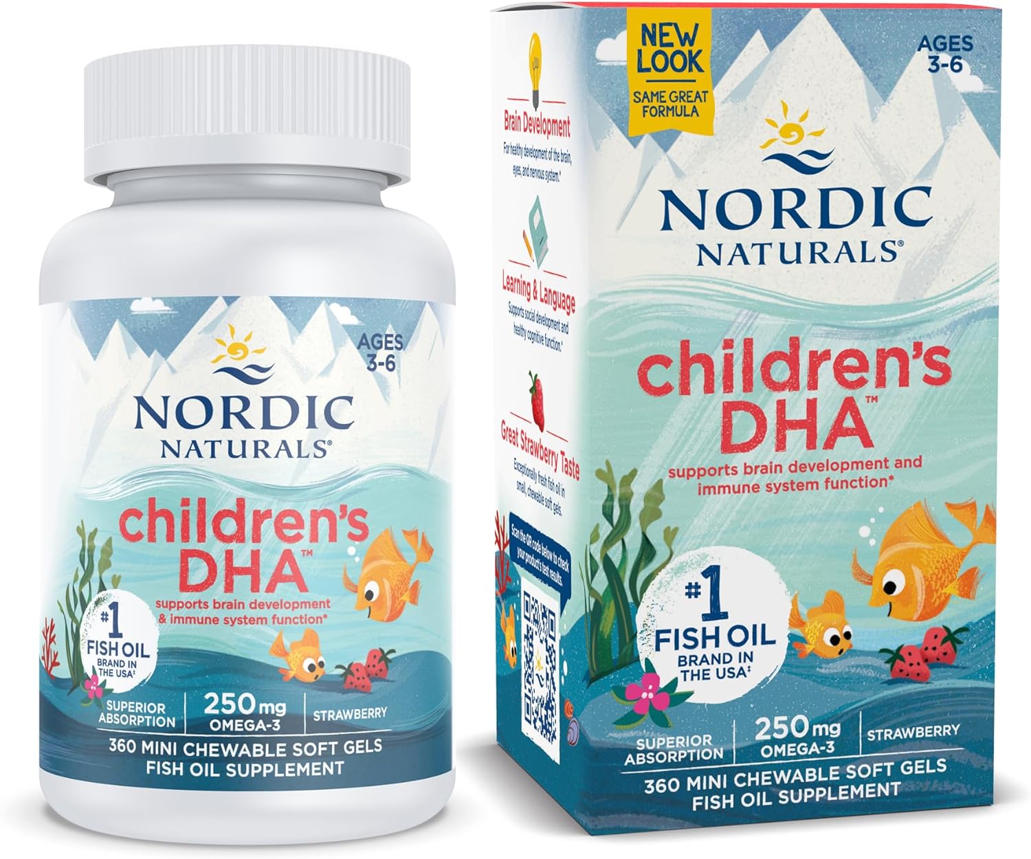 Nordic Naturals Children's DHA, Strawberry, 360 Mini Chewable Soft Gel