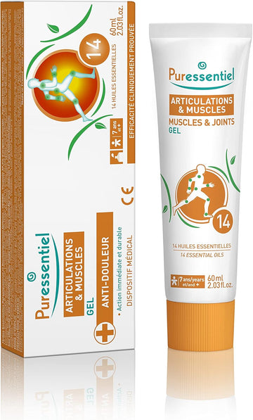 Puressentiel Muscles & Joints Gel 60Ml – Providing Fast Relief & Naturally Soothes Muscle Pain, Back Pain Relief, Neck Pain Relief & Shoulder Aches - 100% Natural Active Ingredients - From 7 Yrs +