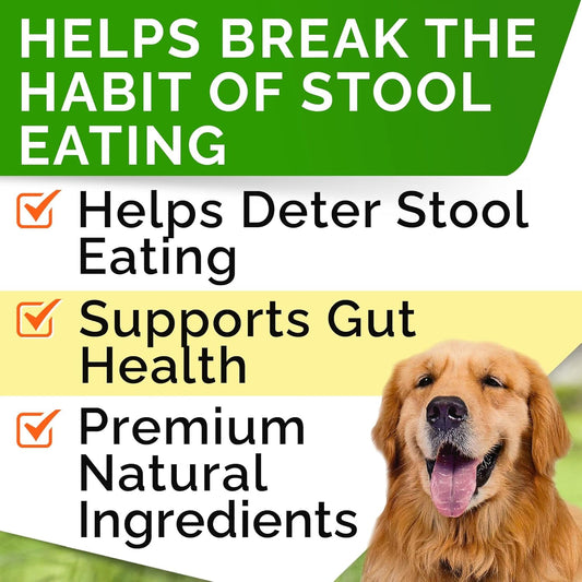 Strellalab No Poo Treats For Dogs - Coprophagia Stool Eating Deterrent - No Poop Eating For Dogs - Digestive Enzymes - Gut Health & Immune Support - Stop Eating Poop - Chicken Liver Flavor 180 Chews