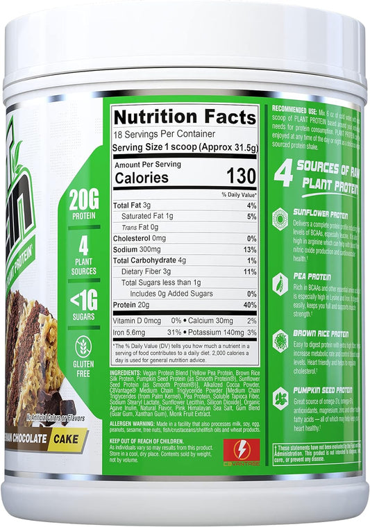 Nutrex Research Plant Protein | Great Tasting Vegan Plant Based Protein Powder | No Artificial Flavors, Colors, or Sweeteners, Gluten Free, Lactose Free | 18 Servings (German Chocolate Cake)