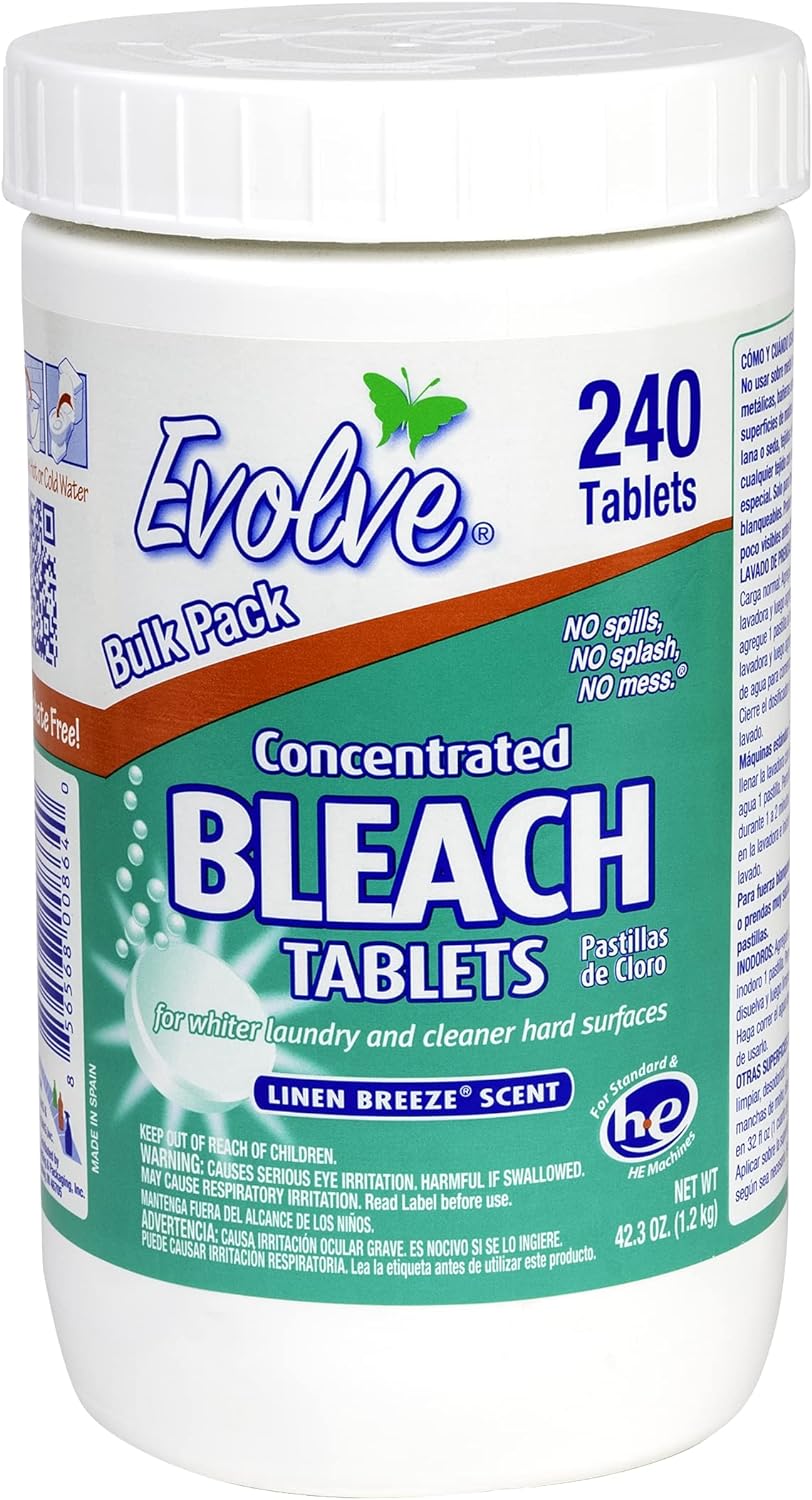 Evolve Concentrated Bleach Tablet Bulk Size 240 Tablets 1 Pack Linen Breeze