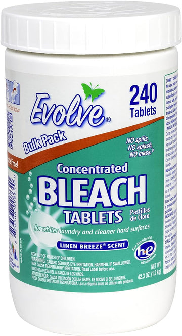 Evolve Concentrated Bleach Tablet Bulk Size 240 Tablets 1 Pack Linen Breeze