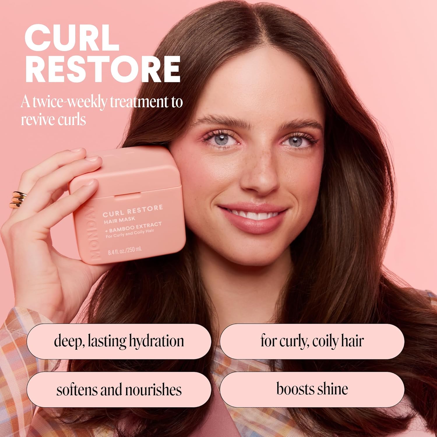 Monday Haircare 4 X 250 Ml Curl Restore Hair Mask With Bamboo Extract, Coconut Oil & Shea Butter For All Curls & Coils