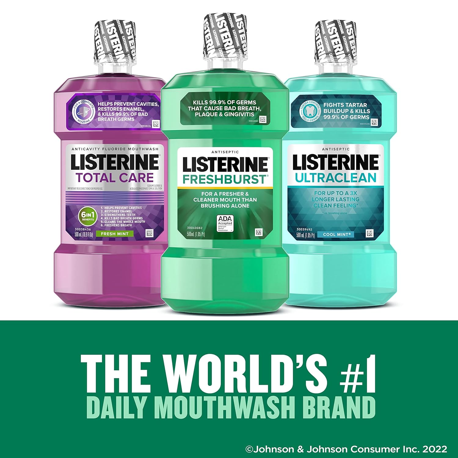 Listerine Freshburst Antiseptic Mouthwash with Germ-Killing Oral Care Formula to Fight Bad Breath, Plaque and Gingivitis, 500 mL (Pack of 2) : Health & Household