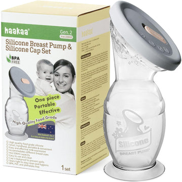 Haakaa Manual Breast Pump with Base 4 Fl Oz/100ml+Lid