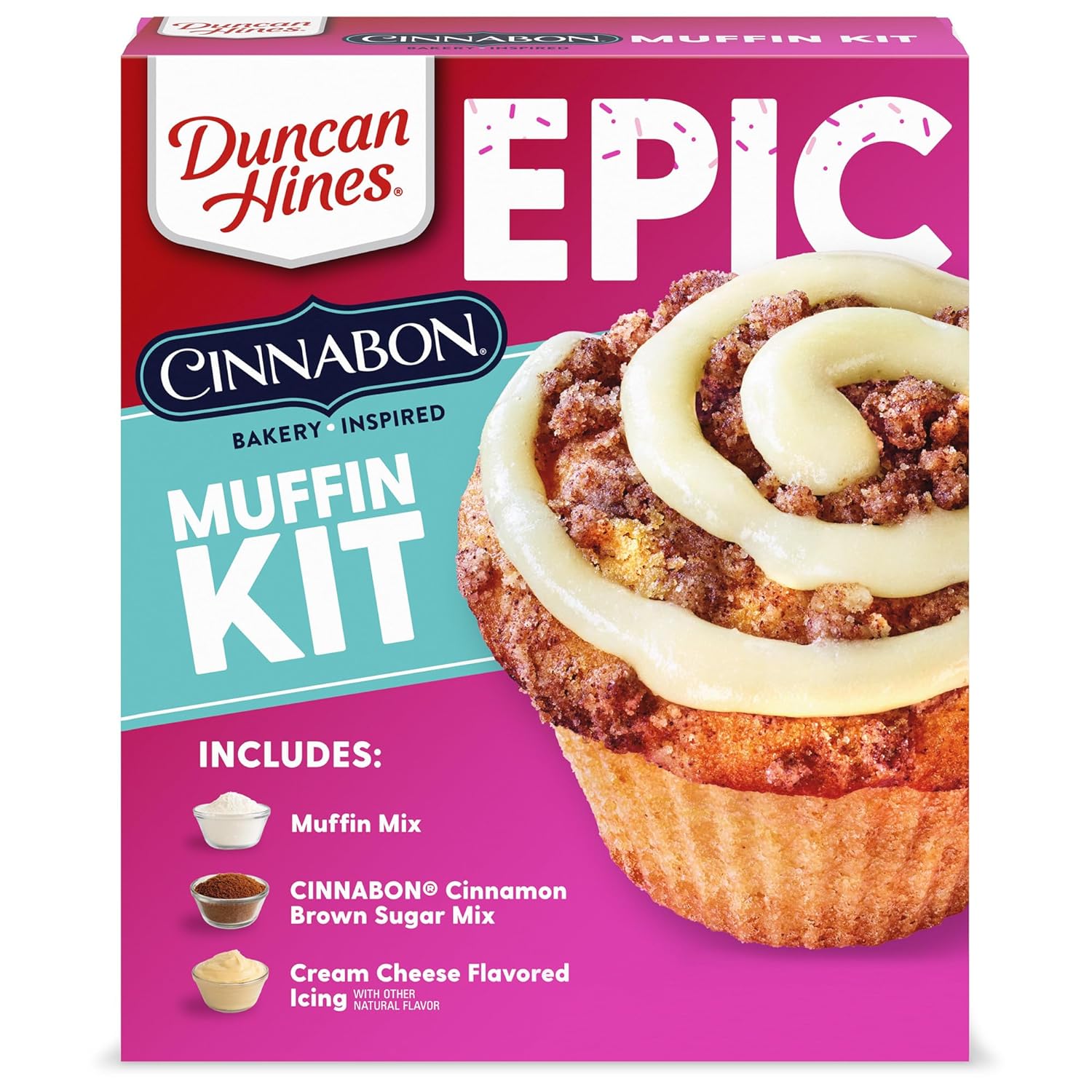 Duncan Hines Epic Cinnabon Bakery Inspired Muffin Kit, 32.42 oz