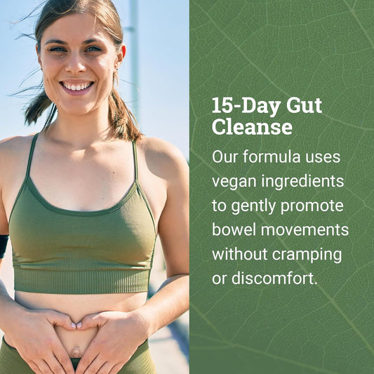 15 Day Gut Cleanse Detox For Women And Men - Vegan, Non-Gmo Ingredients For Waist Loss And Constipation Relief With A 15 Day Cleanse Gut Support Without Cramping, As Seen On Tiktok (60 Capsules)