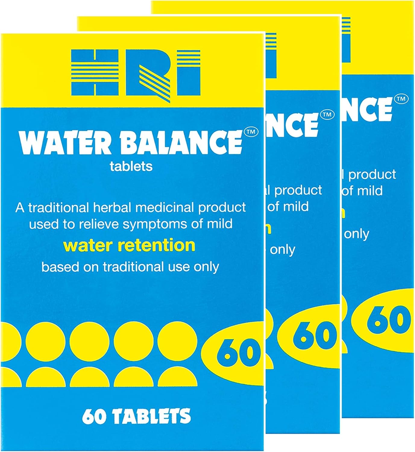 Hri Water Balance 60 Tablets - To Relieve Symptoms Of Mild Water Retention. With Dandelion Root, Uva Ursi And Buchu Leaf Extract. 3 Pack