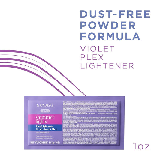 Clairol Professional Shimmer Lights Violet Plex Lightener No1 And Strengthening Plex Treatment No2 For Cool Blonde Hair Lightening Results With Less Breakage* And Shiny, Anti-Brass Results