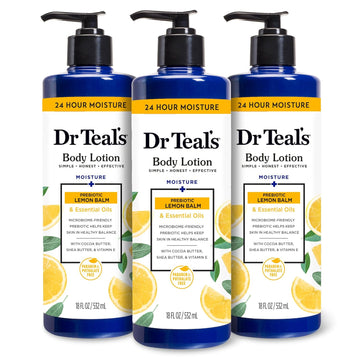 Dr Teal'S Body Lotion, Lemon Prebiotic Lemon Balm & Essential Oils, 18 Oz (Pack Of 3)