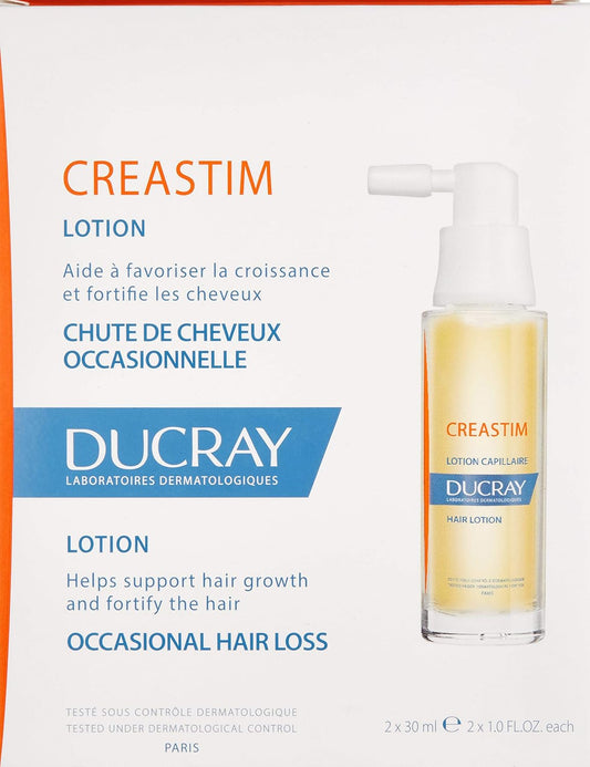 Ducray Creastim Hair Lotion Spray, Men & Women, Strengthening Treatment for Sudden, Reactional Thinnning Hair, 2 x 1 oz