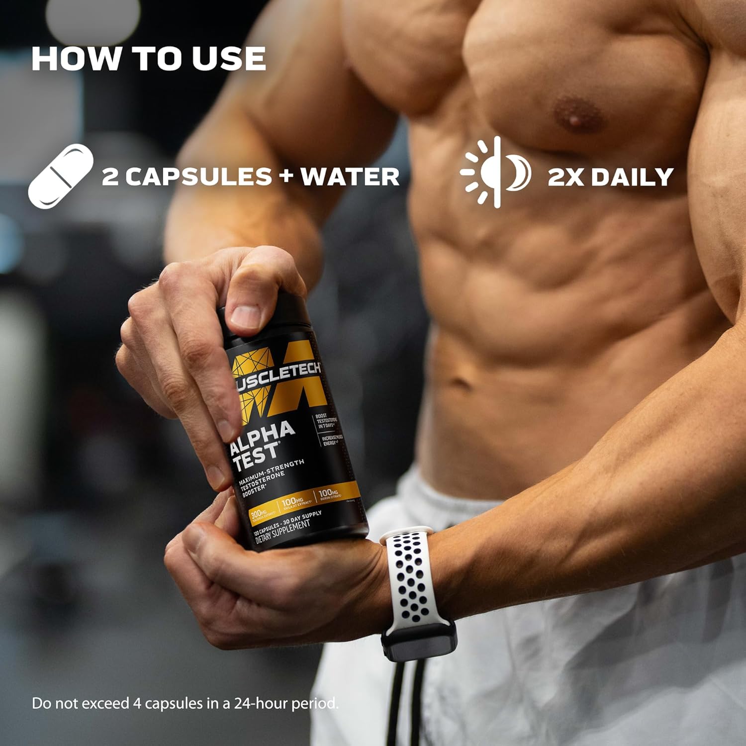 Muscletech Testosterone Booster For Men, Alphatest - T-Boost Mens Supplement With Tribulus Terrestris & Boron - Daily Male Gym Workout Supplements For Muscle Growth, Stamina & Energy - 120 Pills : Health & Household