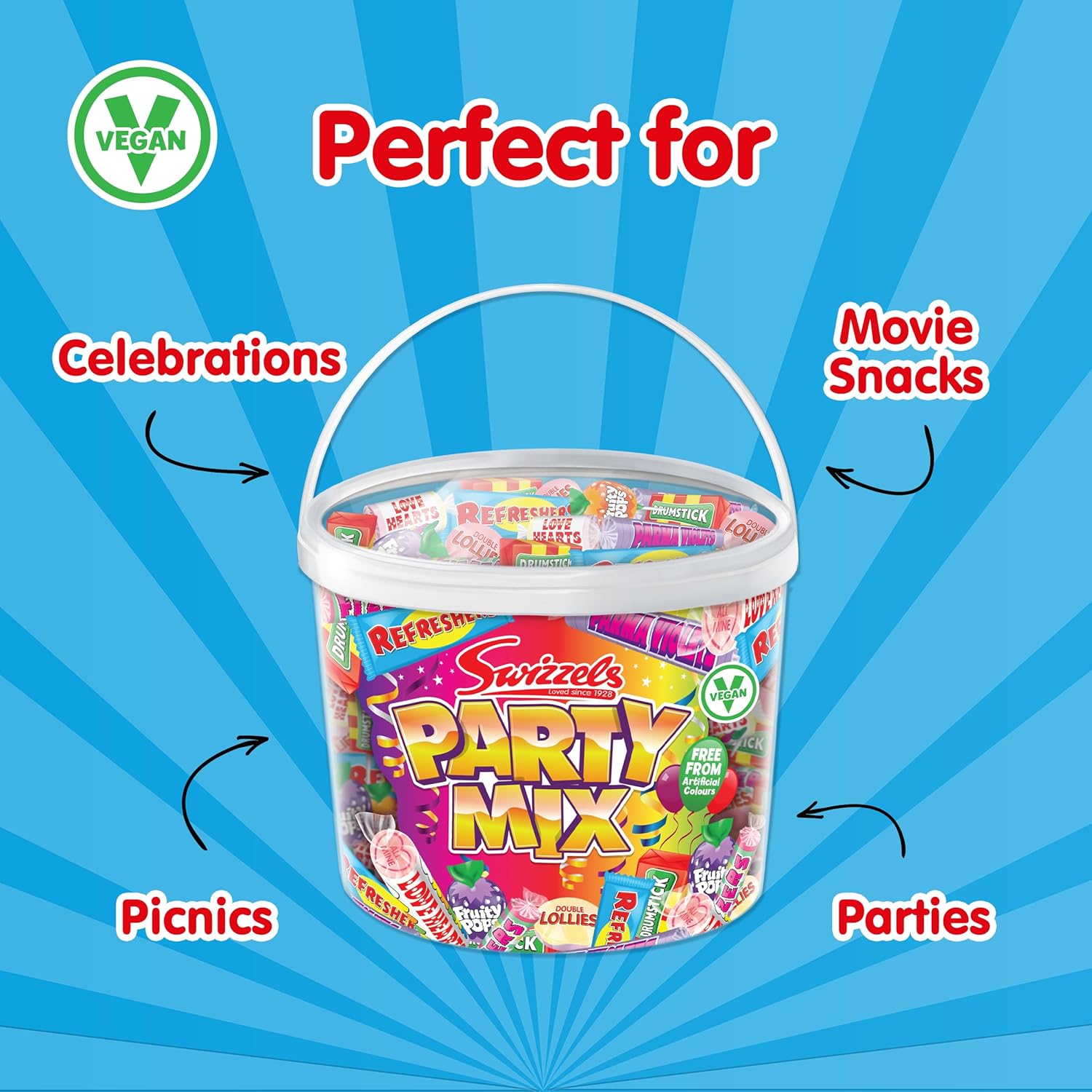 Swizzels Party Mix Tub 785g Retro Sweets in Bulk Vegan Friendly Family Favourite Sweets Ideal for Parties Birthdays Halloween Christmas large : Amazon.co.uk: Grocery