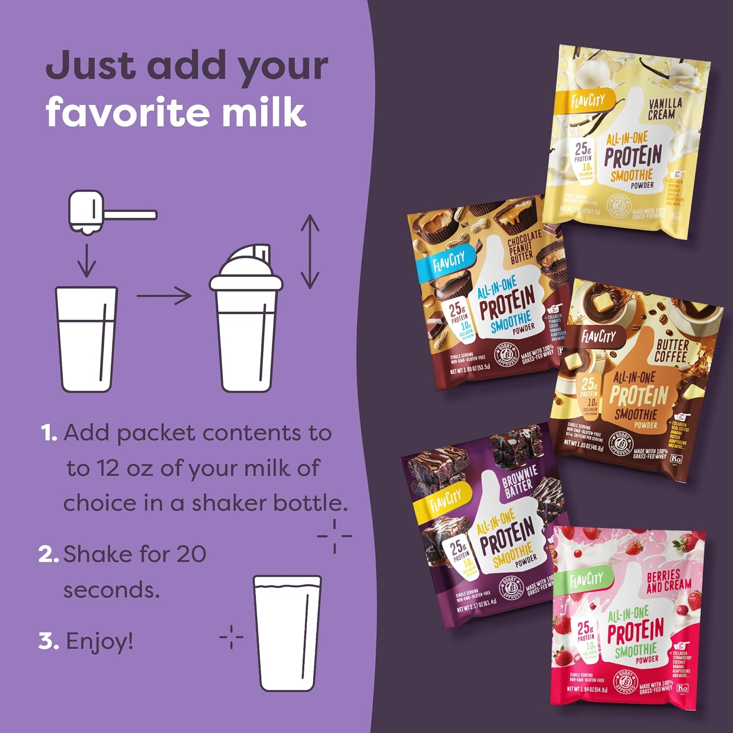 Flavcity Grass Fed Whey Chocolate Protein Powder - Chocolate Peanut Butter - 25G Protein & 10G Collagen - Made With Organic Cocoa & Coconut Milk - Gluten Free & No Added Sugars (20 Servings) : Health & Household