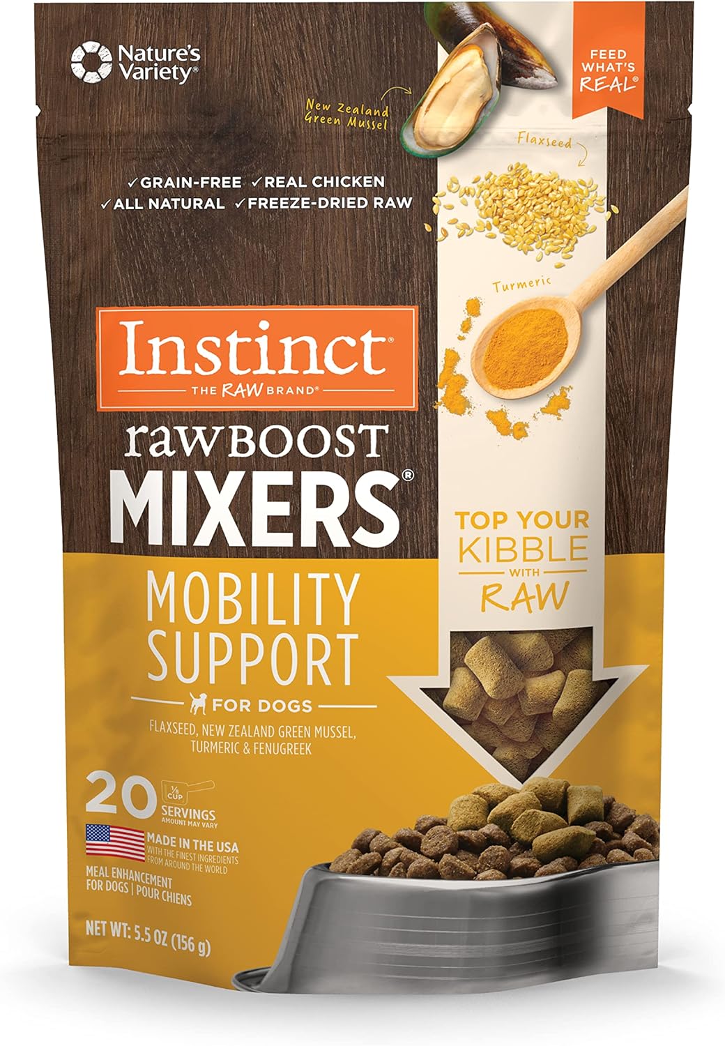 Instinct Raw Boost Mixers Freeze Dried Raw Dog Food Topper, Grain Free Dog Food Topper With Functional Ingredients, 5.5 Ounce (Pack Of 1)