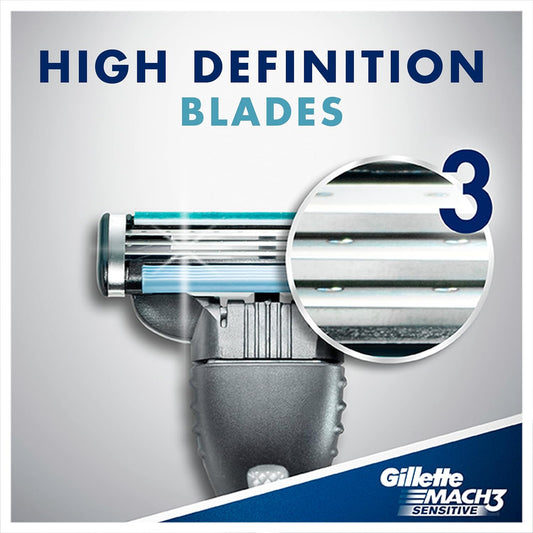 Gillette Mach3 Sensitive Men'S Disposable Razors, 9 Count