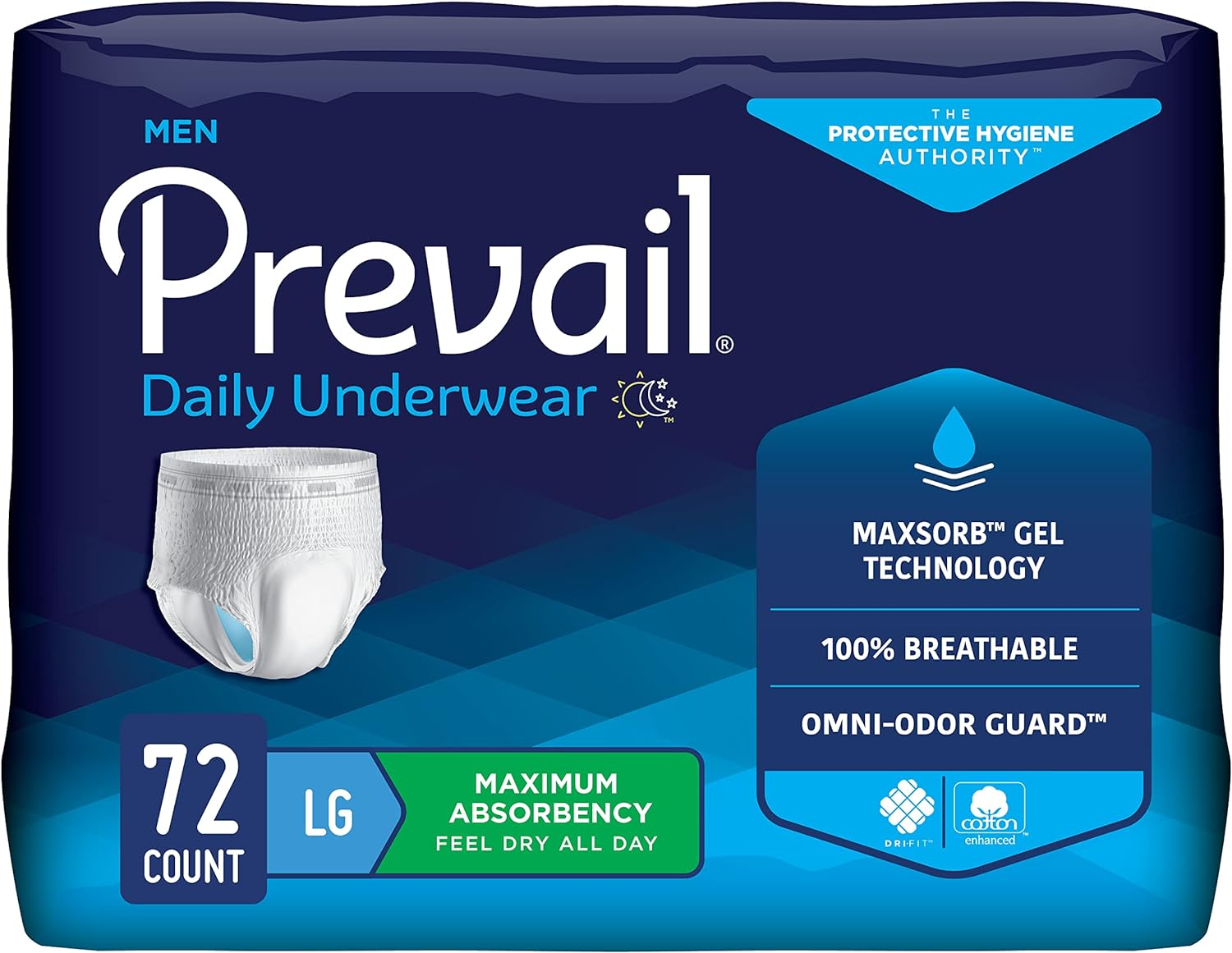 Prevail Proven | Large Pull-Up | Men'S Incontinence Protective Underwear | Maximum Absorbency |18 Count (Pack Of 4)