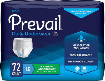 Prevail Proven | Large Pull-Up | Men'S Incontinence Protective Underwear | Maximum Absorbency |18 Count (Pack Of 4)