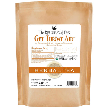 The Republic Of Tea — Organic Get Throat Aid Herb Tea, 36 Tea Bags Refill, Naturally Caffeine Free Be Well Tea