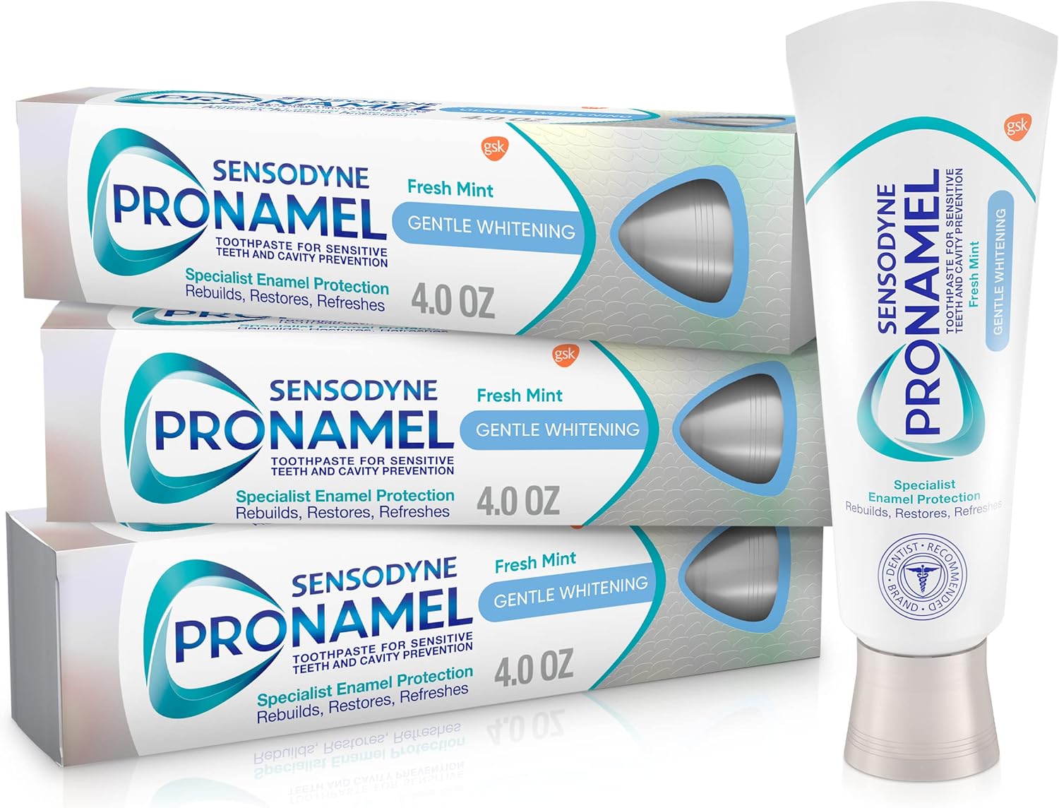 Sensodyne Pronamel Gentle Teeth Whitening Enamel Toothpaste For Sensitive Teeth, To Reharden And Strengthen Enamel, Amazon Exclusive, Fresh Mint - 4 Ounces (Pack Of 3)