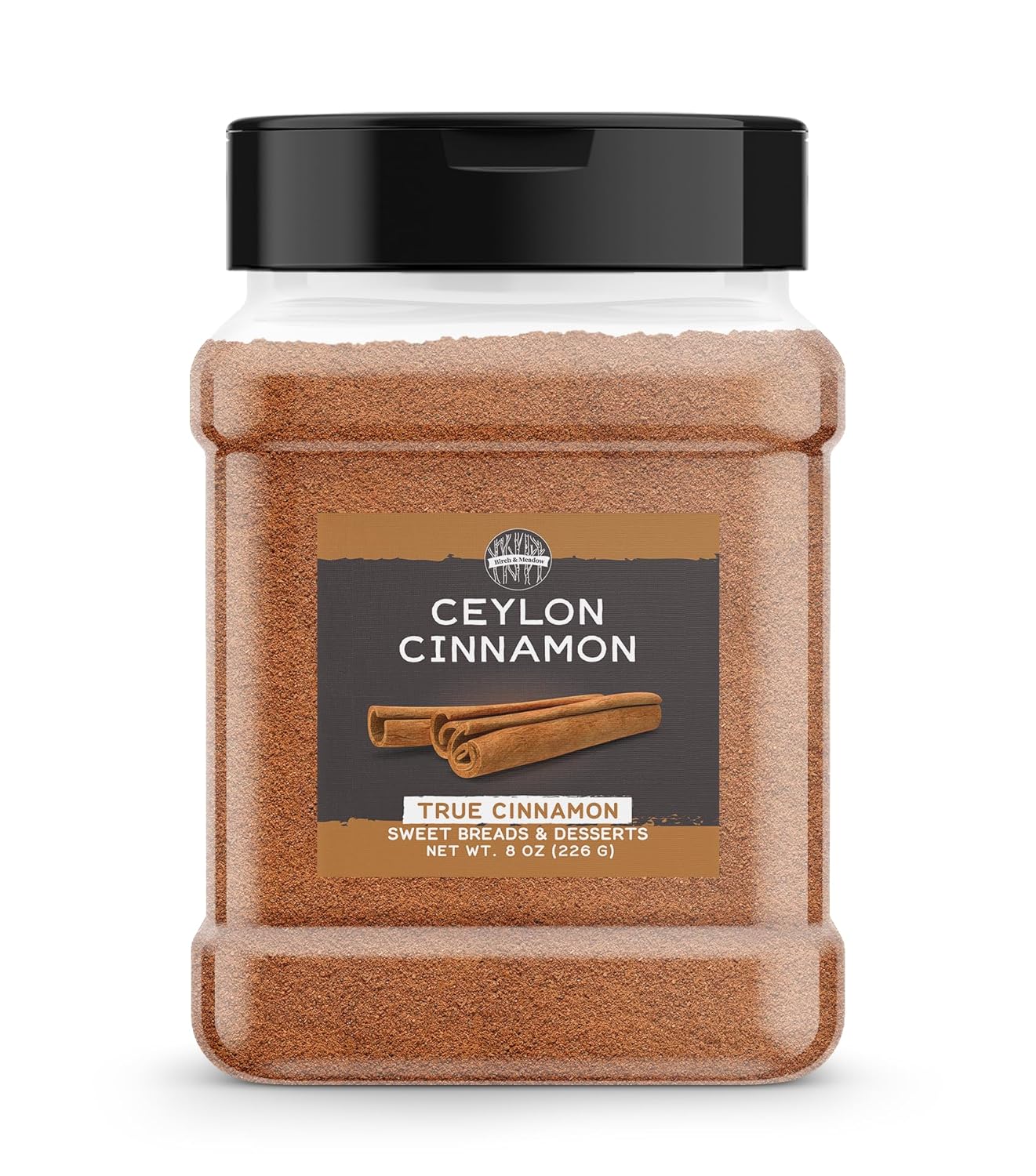 Birch & Meadow Ceylon Cinnamon, 8 Oz, True Cinnamon, Sweet Ground Spice